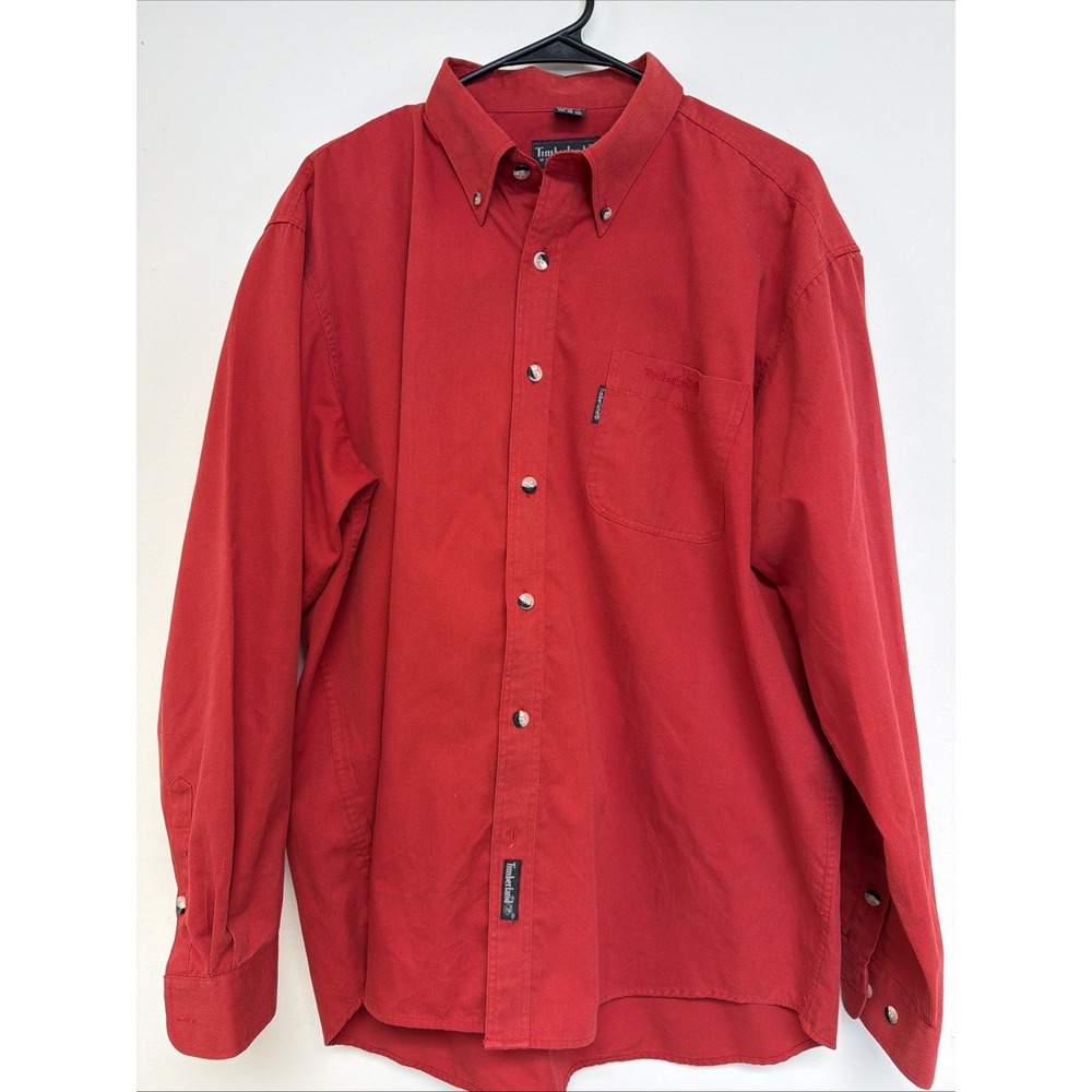Timberland Weathergear Men Red Outdoors Button Down Shirt Sz XL